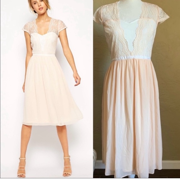 ASOS Dresses & Skirts - ASOS Tulle Midi Dress Peach